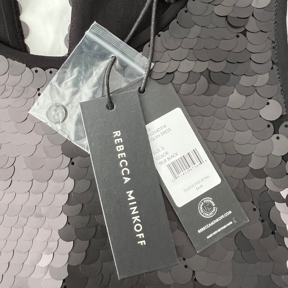 NWT Rebecca Minkoff Becky Sequin Mini Dress Black Size S - Picture 8 of 13